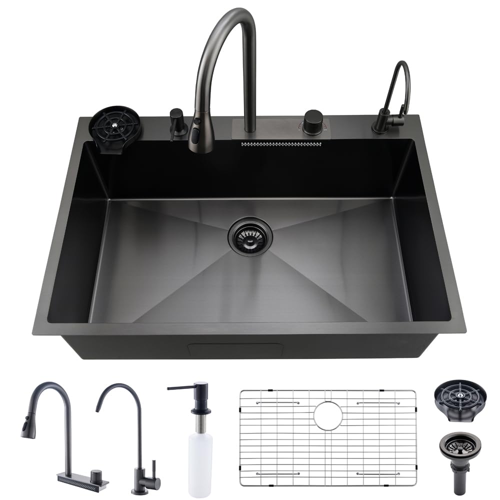 瀑布27 瀑布27 TRIPHIL Waterfall Bathroom Faucets with 3 Mode Pull Down